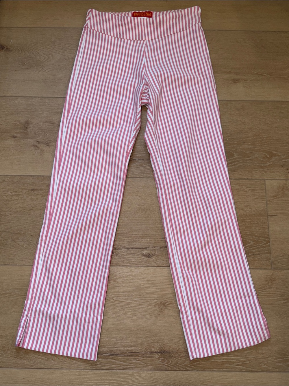 Krazy Larry Pink and White Striped Pull on Pants Preppy Coastal Grandma Chic